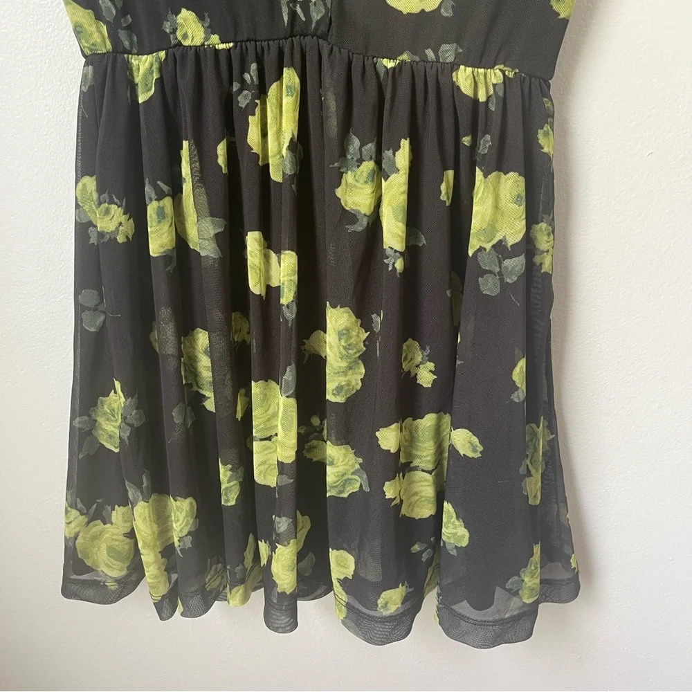 Urban Outfitters mesh sheer floral 90s dottie collared mini shirt dress size S - Picture 9 of 13